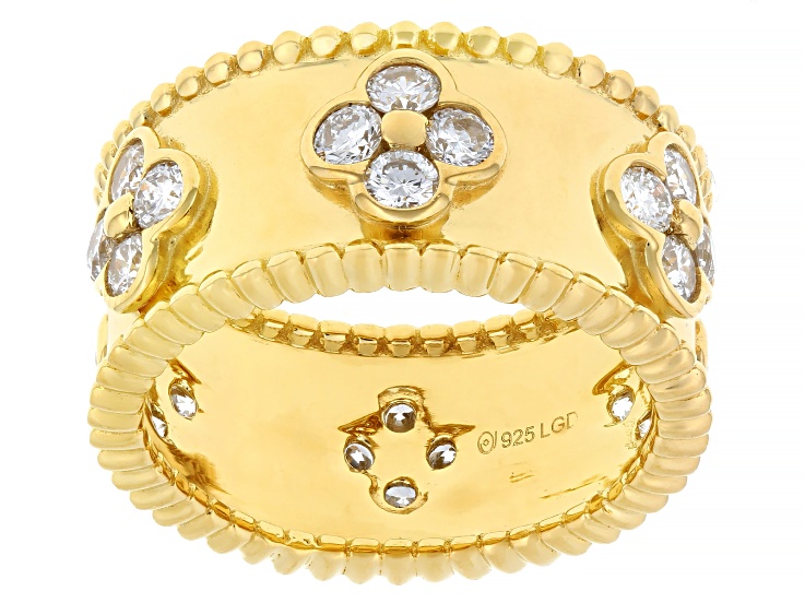 White Lab-Grown Diamond G-H VS 18K Yellow Gold Over Sterling Silver Ring 1.55ctw