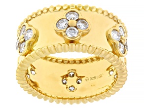 White Lab-Grown Diamond G-H VS 18K Yellow Gold Over Sterling Silver Ring 1.55ctw