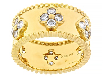 Picture of White Lab-Grown Diamond G-H VS 18K Yellow Gold Over Sterling Silver Ring 1.55ctw