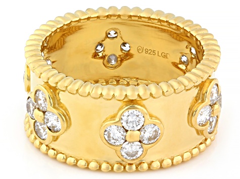 White Lab-Grown Diamond G-H VS 18K Yellow Gold Over Sterling Silver Ring 1.55ctw