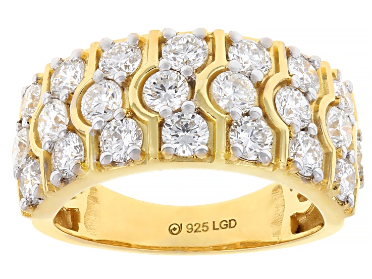 White Lab-Grown Diamond G-H VS 18K Yellow Gold Over Sterling Silver Ring 2.25ctw