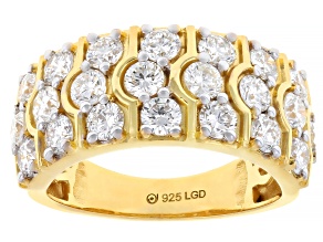 White Lab-Grown Diamond G-H VS 18K Yellow Gold Over Sterling Silver Ring 2.25ctw