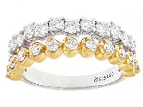 White Lab-Grown Diamond G-H VS Rhodium and 18K Yellow Gold Over Sterling Silver Ring 1.33ctw