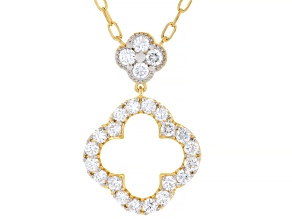 White Lab-Grown Diamond G-H VS 18K Yellow Gold Over Sterling Silver Clover Drop Necklace 1.33ctw