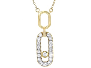 White Lab-Grown Diamond G-H VS 18K Yellow Gold Over Sterling Silver Drop Necklace 0.75ctw