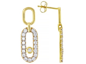 White Lab-Grown Diamond G-H VS 18K Yellow Gold Over Sterling Silver Dangle Earrings 1.20ctw