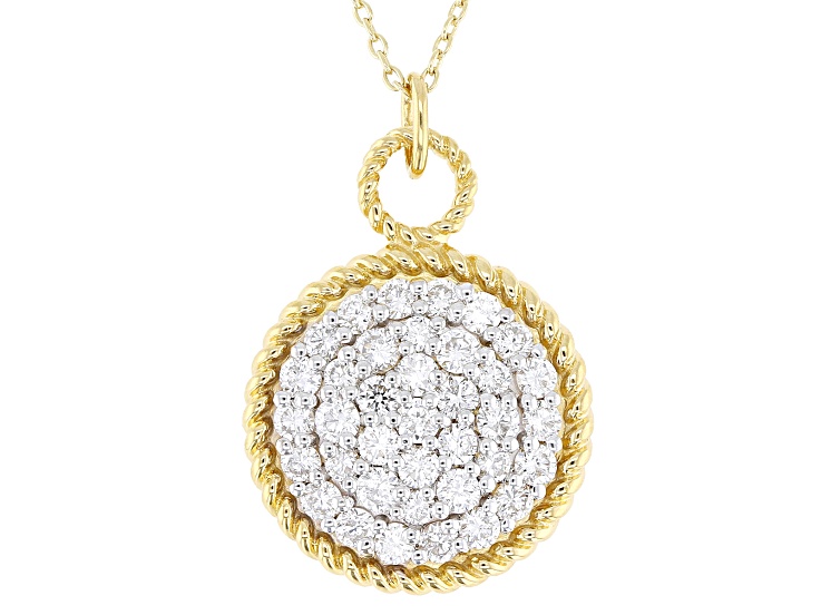 White Lab-Grown Diamond G-H VS 18K Yellow Gold Over Silver Dangle Pendant With 18" Chain 1.75ctw