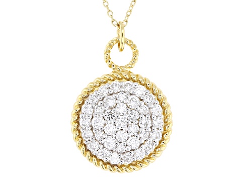 White Lab-Grown Diamond G-H VS 18K Yellow Gold Over Silver Dangle Pendant With 18" Chain 1.75ctw