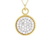 White Lab-Grown Diamond G-H VS 18K Yellow Gold Over Silver Dangle Pendant With 18" Chain 1.75ctw