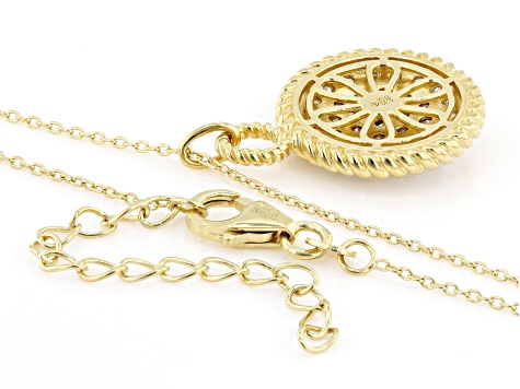 White Lab-Grown Diamond G-H VS 18K Yellow Gold Over Silver Dangle Pendant With 18" Chain 1.75ctw