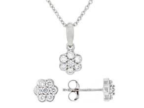 White Lab-Grown Diamond G-H VS Rhodium Over Silver Pendant With Chain and Earring Set 0.50ctw