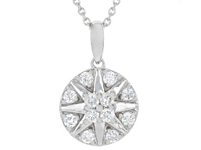 White Lab-Grown Diamond G-H VS Rhodium Over Sterling Silver Dangle Pendant With 18" Chain 0.45ctw