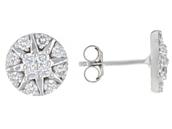 Picture of White Lab-Grown Diamond G-H VS Rhodium Over Sterling Silver Earrings 0.80ctw