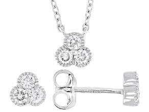 White Lab-Grown Diamond G-H VS Rhodium Over Sterling Silver Necklace and Earring Set 0.50ctw