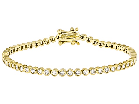 White Lab-Grown Diamond H SI 14K Yellow Gold Over Sterling Silver Tennis Bracelet 2.25ctw