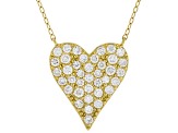 White Lab-Grown Diamond H SI 14K Yellow Gold Over Sterling Silver Heart Station Necklace 1.35ctw