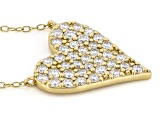 White Lab-Grown Diamond H SI 14K Yellow Gold Over Sterling Silver Heart Station Necklace 1.35ctw