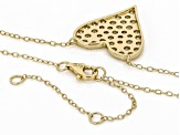 White Lab-Grown Diamond H SI 14K Yellow Gold Over Sterling Silver Heart Station Necklace 1.35ctw