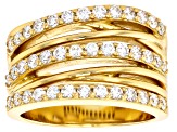 White Lab-Grown Diamond H SI 14K Yellow Gold Over Sterling Silver Crossover Ring 1.00ctw