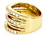 White Lab-Grown Diamond H SI 14K Yellow Gold Over Sterling Silver Crossover Ring 1.00ctw