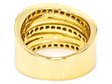 White Lab-Grown Diamond H SI 14K Yellow Gold Over Sterling Silver Crossover Ring 1.00ctw