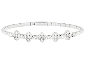 White Lab-Grown Diamond H SI 14K Platinum Over Sterling Silver Flex Bangle Bracelet 1.45ctw
