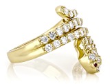 White Lab-Grown Diamond H SI 14K Yellow Gold Over Sterling Silver Snake Ring 1.20ctw