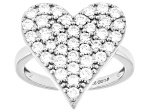 White Lab-Grown Diamond H SI Platinum Over Sterling Silver Heart Ring 1.30ctw