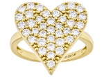 White Lab-Grown Diamond H SI 14K Yellow Gold Over Sterling Silver Heart Ring 1.30ctw