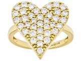 White Lab-Grown Diamond H SI 14K Yellow Gold Over Sterling Silver Heart Ring 1.30ctw