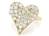 White Lab-Grown Diamond H SI 14K Yellow Gold Over Sterling Silver Heart Ring 1.30ctw