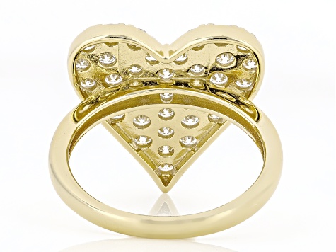 White Lab-Grown Diamond H SI 14K Yellow Gold Over Sterling Silver Heart Ring 1.30ctw