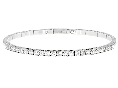 White Lab-Grown Diamond H SI Platinum Over Sterling Silver Flex Bangle Bracelet 2.50ctw