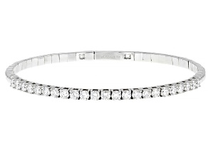 White Lab-Grown Diamond H SI Platinum Over Sterling Silver Flex Bangle Bracelet 2.50ctw