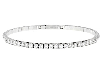 Picture of White Lab-Grown Diamond H SI Platinum Over Sterling Silver Flex Bangle Bracelet 2.50ctw