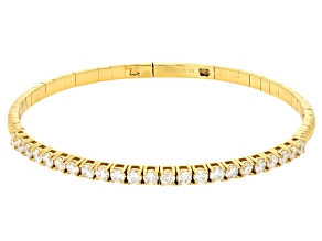 White Lab-Grown Diamond H SI 14K Yellow Gold Over Sterling Silver Flex Bangle Bracelet 2.50ctw