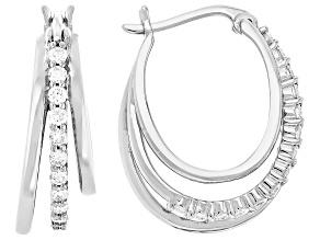 White Lab-Grown Diamond H SI Platinum Over Sterling Silver Hoop Earrings 0.75ctw