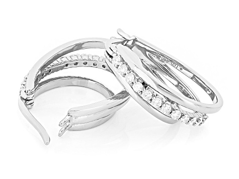 White Lab-Grown Diamond H SI Platinum Over Sterling Silver Hoop Earrings 0.75ctw