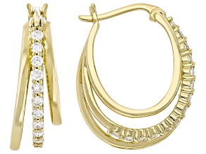 White Lab-Grown Diamond H SI 14K Yellow Gold Over Sterling Silver Hoop Earrings 0.75ctw