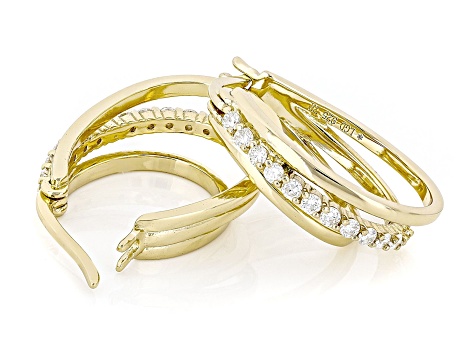 White Lab-Grown Diamond H SI 14K Yellow Gold Over Sterling Silver Hoop Earrings 0.75ctw
