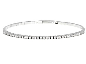 White Lab-Grown Diamond H SI Platinum Over Sterling Silver Flex Bangle Bracelet 1.00ctw