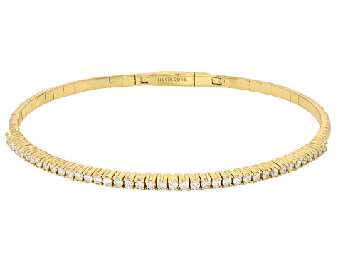 White Lab-Grown Diamond H SI 14K Yellow Gold Over Sterling Silver Flex Bangle Bracelet 1.00ctw