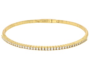 White Lab-Grown Diamond H SI 14K Yellow Gold Over Sterling Silver Flex Bangle Bracelet 1.00ctw