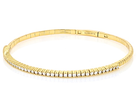 White Lab-Grown Diamond H SI 14K Yellow Gold Over Sterling Silver Flex Bangle Bracelet 1.00ctw