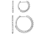 White Lab-Grown Diamond H SI Platinum Over Sterling Silver Set of 2 Hoop Earrings 1.55ctw