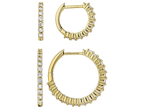 White Lab-Grown Diamond H SI 14K Yellow Gold Over Sterling Silver Set of 2 Hoop Earrings 1.55ctw