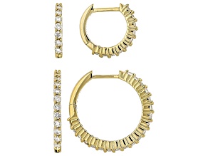 White Lab-Grown Diamond H SI 14K Yellow Gold Over Sterling Silver Set of 2 Hoop Earrings 1.55ctw