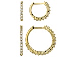 White Lab-Grown Diamond H SI 14K Yellow Gold Over Sterling Silver Set of 2 Hoop Earrings 1.55ctw