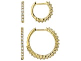 White Lab-Grown Diamond H SI 14K Yellow Gold Over Sterling Silver Set of 2 Hoop Earrings 1.55ctw