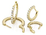 White Lab-Grown Diamond H SI 14K Yellow Gold Over Sterling Silver Set of 2 Hoop Earrings 1.55ctw